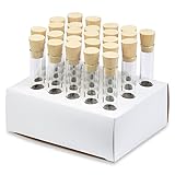 16x100mm Test Tubes with Cork Stoppers and Cardboard Rack, Borosilicate Glass, Round BTM, 10ml Vol, Karter Scientific 220F6 (Pack of 25)