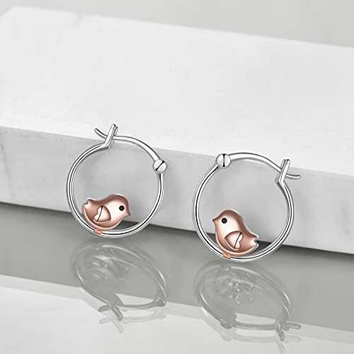 Yfn Birds Earrings Sterling Silver Small Hoop Earrings Cute Bird Jewelry Gifts For Women Daughter #TOP1