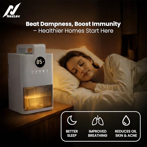 Image of NexLev Dehumidifier for Room Moisture | 1000ML Tank | Covers Up to 200 Sq. Ft. | Removes Dampness, Mold & Musty Odor | Ideal for Bedroom, Wardrobe, Bathroom & Office | Auto Shut-Off | DH-01