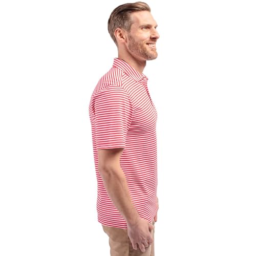 Image of Cutter & Buck Mens Short Sleeve Virtue Eco Pique Stripe Recycled Mens Big and Tall Polo