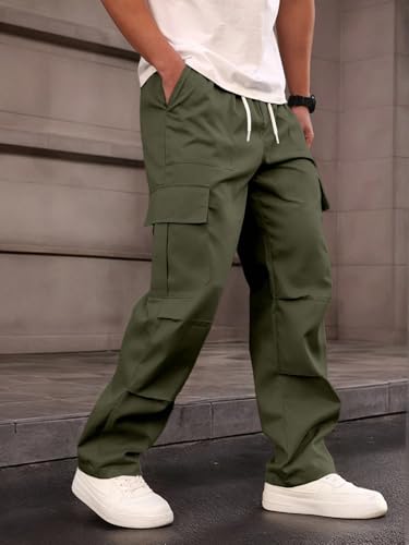 Image of JVX Men Cargo ||Cotton Cargo Pants || Casual Trousers | Comfortable Lower for Men | Breathable Pants with Multi Pockets & Drawstring Elastic Waistband (CARGO-05)