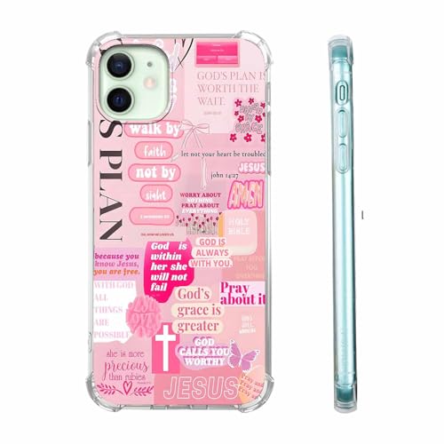 mehidpur Christian Quotes Aesthetic Vintage Jesus Bible Verse Collage Pattern,Soft TPU Bumper Case for iPhone 12/12 Pro,#5