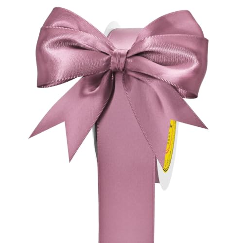Image of Double Face Rose Mauve Satin Ribbon 1-1 /2 inch X 50 Yards Polyester Rose Mauve Ribbon for Gift Wrapping Very Suitable for Weddings Party Hair Bow Invitation Decorations and More