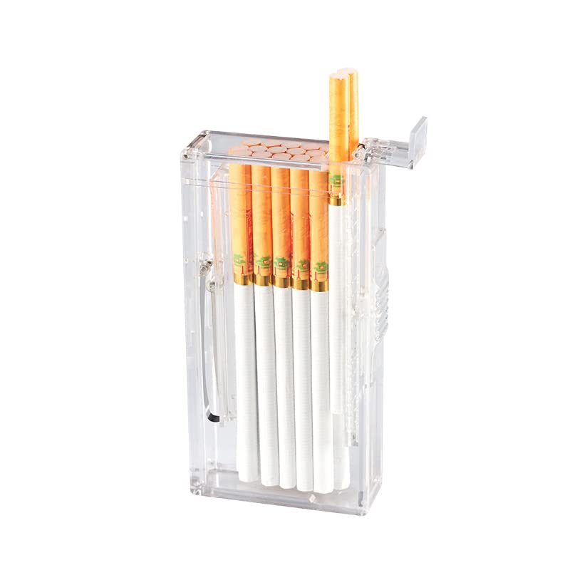 Pocket Cigarette Case/Box for 100's Cigarette Portable Transparent Cigarette Box Can Hold 20pcs Slim Cigarettes (No Sticker, Transparent White)