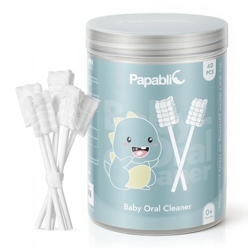 Image of Papablic Baby Tongue Cleaner, Baby Oral Cleaner, Disposable Infant Mouth Cleaner Newborn, Upgrade Gum Cleaner with Paper Handle for Infants Ages 0-2 Years, 40 Pack