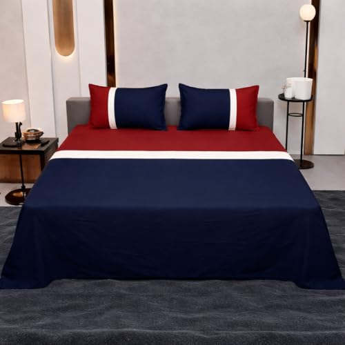 Image of Dream Living Ombre King Bedsheet, Blue & Red, 2 Pillow Covers | 130 GSM, 275x275 cm