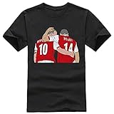 Gunners Dennis Bergkamp and Thierry Henry T-Shirt Graphic Top Printed Shirt Short-Sleeve Tee Mens Black M