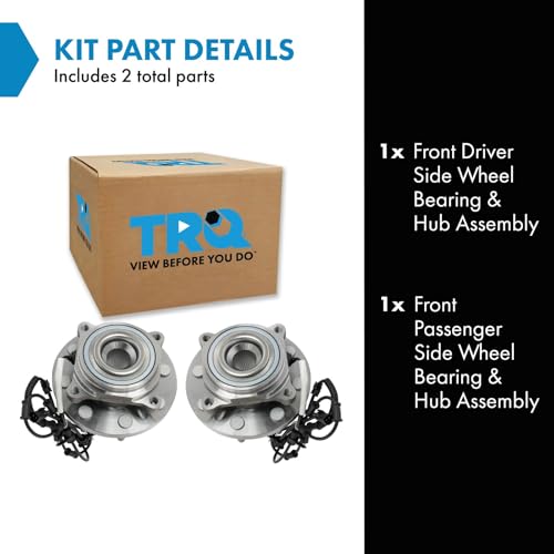 Image of TRQ Front Left and Right Wheel Bearing and Hub Assembly Set 2 Piece Compatible with 14-18 Ram 2500 15-18 3500 2014 3500 Regular Cab 4WD 2014 Cab Chassis 4WD Chassis RWD