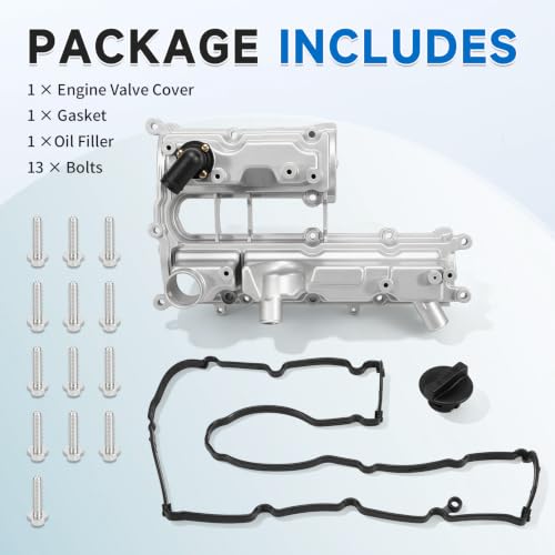 Image of BM5Z6582A 1.6L Aluminum Engine Valve Cover with Gasket Compatible with 2013-2016 Ford Escape, 2014-2019 Fiesta, 2013-2015 Fusion, Transit Connect 2018-2019, Replace BM5Z-6582-A