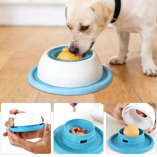 Hundelickspielzeug, Lick Bowl Für Hunde, Leckspielzeug für Haustiere, Hund Leckt Futternapf Mit Integrierter Drehkugel, Nonrutsch Haustieranreicherungsspielzeug, Langeweile Reduzierer
