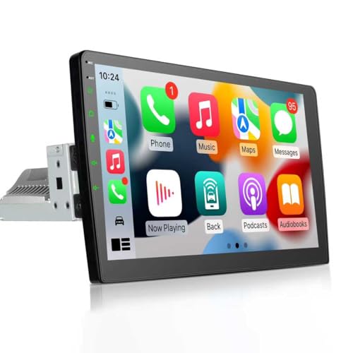 ディスプレイオーディオ 10インチ 1din カーステレオ大画面の高精細QLED液晶パネル採用【Carplay Android Auto/ミラーリング ワイヤレス/有線接続対応】YouTube地図ナビなどのアプリ対応 カーオーディオ WiFi/Bluetooth音樂・通話/RCA/日本FMラジオ機能搭載 ステアリング/バックカメラ連動 技適取得済み品