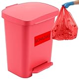 Geiserailie 1 Set 8 Gallon Biohazard Trash Can with Foot-Operated Self-Closing Lid, with Biohazard Labels and Bags for Lab Medical Hospitals Industrial Infectious Waste Disposal
