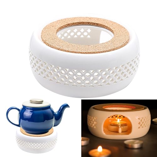 Teapot Warmer Ceramic,Tea Warmer,Hollow Out Candle Heating,Round Cup Dolly,For Glass Teapot,For Heating Tea, Milk Tea, Coffee And Milk