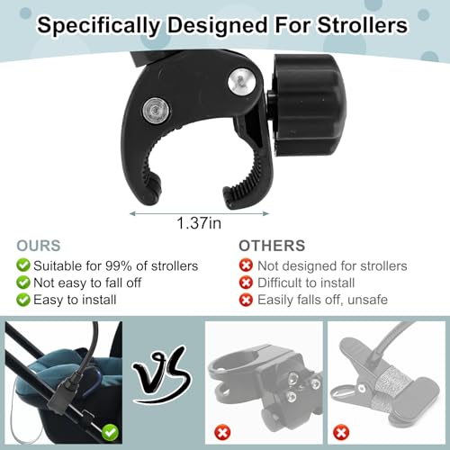Image of Stroller Mirror - Adjustable 360 Stroller Mirror to See Your Baby's Face on Stroller Walks, Baby Shower Gifts for New Mom, New Parents, Universal Stroller Accessories (C-Clamp)