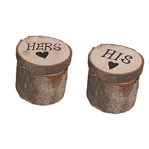 SROVFIDY 2pcs Hers & His Bo?te de Bague Alliance Porte Anneau de Mariage Rustique Support en Bois