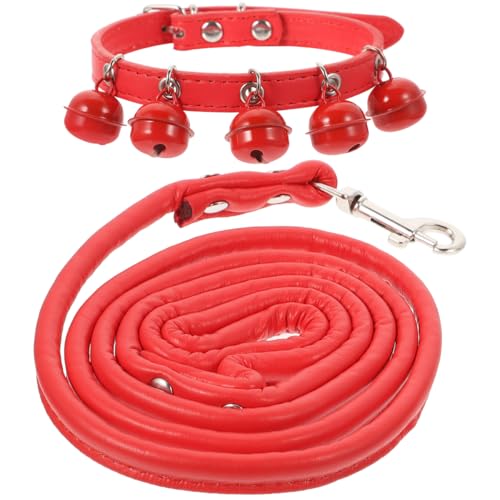 Balacoo Pet Collar and Leash Combo Jingle Bell Dog Collar Pulling Leash Rope Strap for Daily Use Outdoor Supplies Christmas Pet