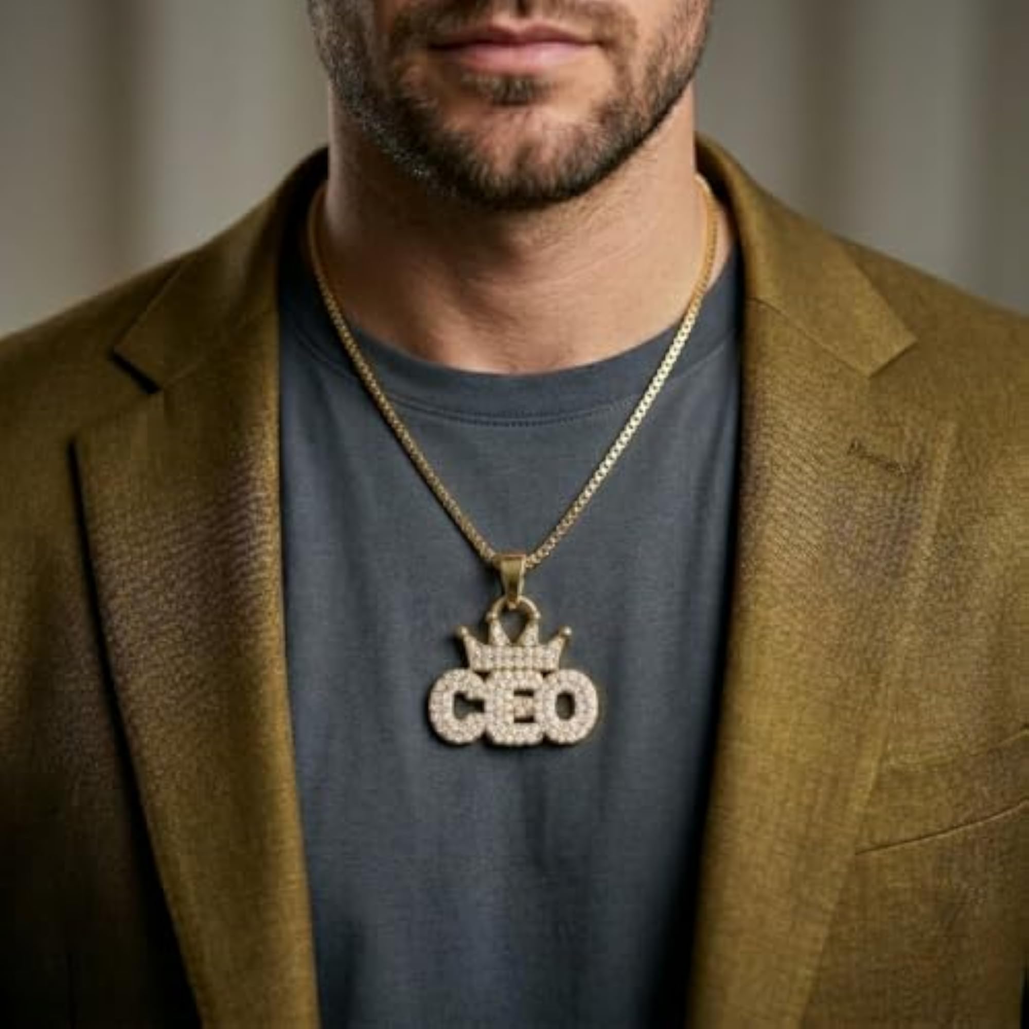 Men's Gold Chain and Locket Set