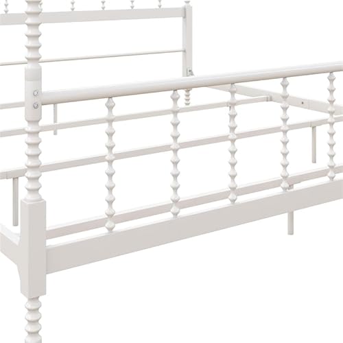 Pemberly Row Transitional Metal King Size Canopy Bed In White #TOP5