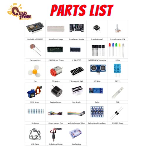 Image of Quad Store Wireless IOT Super Starter Programming and Development kit for NodeMCU ESP8266 Compatible with arduino IDE