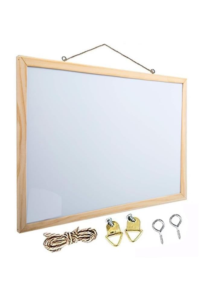 Duvara Monte Beyaz Yazı Tahtası 60x90 cm 1 Adet Laminant Yazı Tahtası Ahşap Çerçeveli Askılı Okul Ofis Büro
