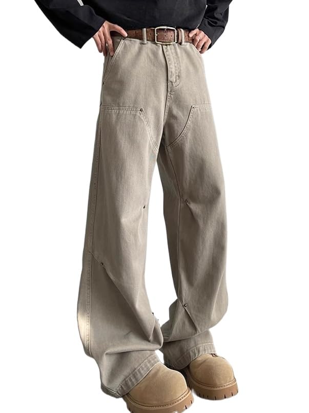 Mens Denim Pants Rivet Baggy Y2k Vintage Wide Leg Loose Fit Casual Jeans for Men Hip Hop Streetwear2