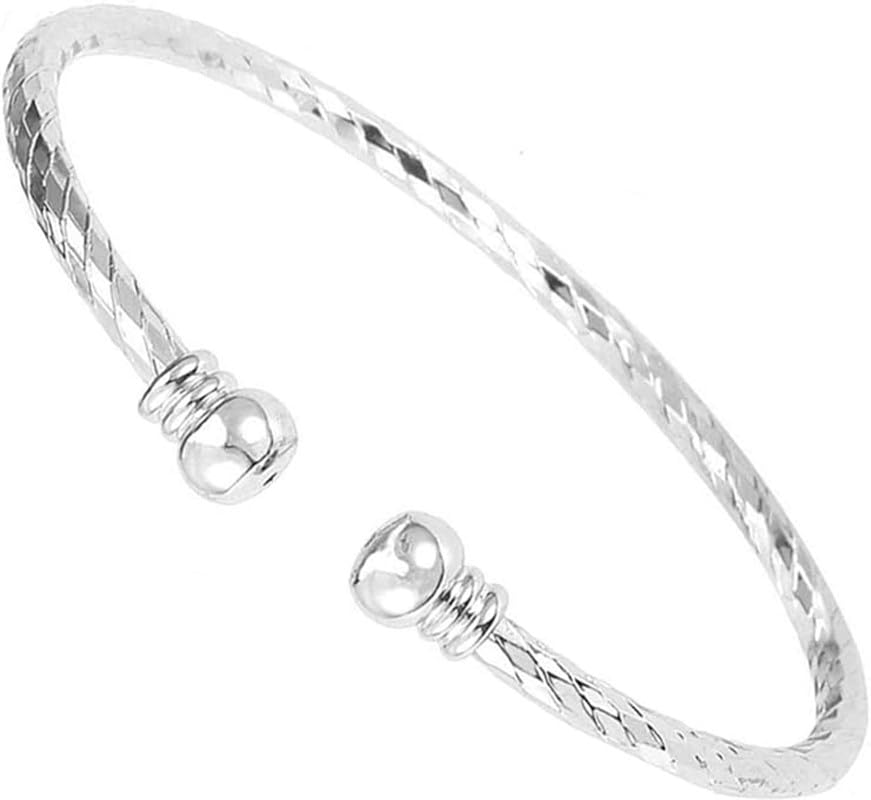 AbiotpSterling Silver Bangle Bracelets for Women 925 silver Cuff Bracelet Adjustable Jewelry Fashion Simple Open Bangles Cuff Jewelry for Women Mom Wife Mothers Day Valentine Gift