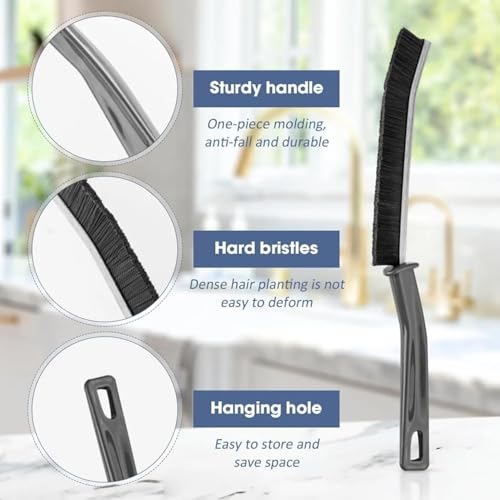 Image of 6PCS Hard Bristle Crevice Cleaning Brushes - Gap Scrub Brush Set for Grout, Shower Tile, Bathroom, Kitchen Sink, Toilet, Window Tracks & Small Spaces - Compact Household Detail Cleaning Tool