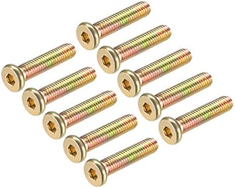 sourcing map M8x60mm Furniture Screw Hex Socket Machine Screws Zinc Plated Fasteners Bolts Full Thread Carbon Steel 10Pcs