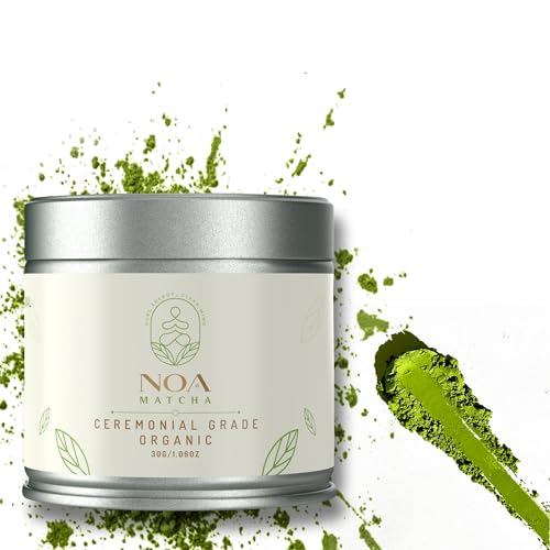 NOA MATCHA Organic Ceremonial Matcha Powder, First Harvest (First Flush), Pure Japanese Origin, Shade-Grown & Stone-Ground, Smooth Umami, 30g Tin