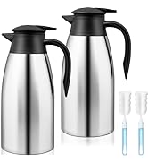 2 Pcs 68 oz Thermal Coffee Carafe Insulated Stainless Steel Coffee Carafe for Hot Liquids Vacuum ...