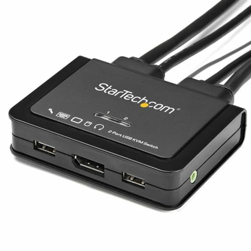 Startech. Com Switch Kvm Displayport A 2 Porte - 4K 60Hz - Switch Kvm Usb Uhd Dp 1.2 Con Cavi E Audio Da 1,2 M