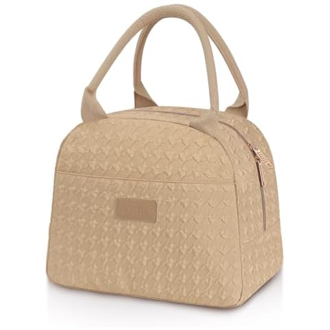 Joymee Lunch Bag Women Cute Insulated Lunch Box for Women Adult Reusable Leakproof Large Capacity Spacious Cooler Tote Lunchbox for Women Men for Working Office Travel Picnic (Khaki) Cover