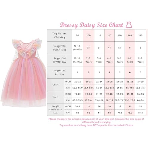 Dressy Daisy Toddler Girls Unicorn Fancy Birthday Party Pink Tulle Dress Pageant Princess Costume with Cape Size 8 by Dressy Daisy - Image 7