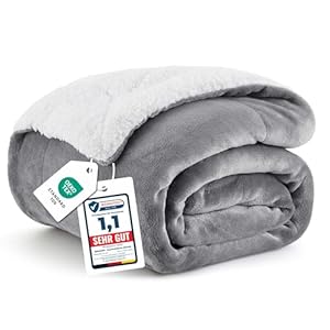 BEDSURE Kuscheldecke Warm Sherpa Wolldecke - Sofadecke, Flauschig Sofaüberwurf Decke, Dicke Couchdecke, Geschenke für Frauen, Flauschige Wohndecke, Grau, 150x200 cm, XL