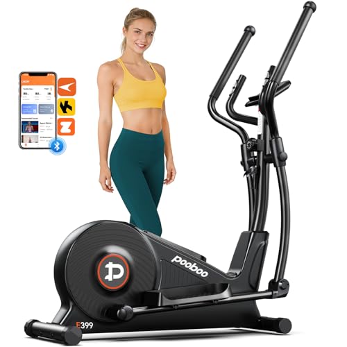 pooboo Elliptical Machine, Elliptical Exercise Machine with 16-Level Resistance&Hyper-Quiet Magnetic Driving System, Elliptical Machine for Home with LCD Monitor&15.5IN Stride, 350LBS Weight Capacity
