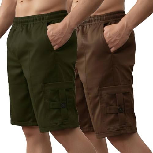 Image of NINQ Men's Half Cargo Shorts Featuring a Slim Yet Relaxed fit, Designed for Comfort. Stylish Casual Shorts with Functional Pockets, Perfect for Casual wear.