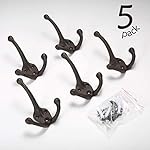 Ambipolar 5-Pack TriLeg Coat Hooks. Wall Mounted, Heavy Duty Decorative Black Wall Hooks for Mudroom, Hat Rack, Purse Hooks. Cast Iron Decorative ‎Antique Black Hooks - Image 2
