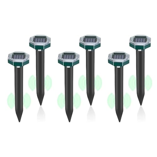 Buithafu Solar Ahuyentador de Topos, Ahuyentador de Topos Solar, contra campañoles, Ratones,Hormigas y Serpientes, Apto para Jardines, Campos, IP65 Impermeable, 6 Unidades