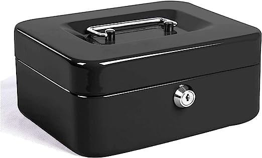 Cash Box with Key Security Safe Metal Locker Metal Money Box Large Size : 20x16x09 Cm-image-21