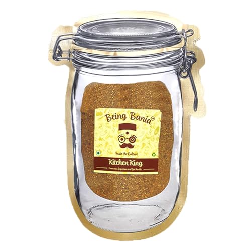 Image of Being Bania Kitchen King Masala Pouch, 100 Gms | 100% Natural |natural Jain Masala No garlic or onion | | No Added Flavors or Preservative | For Healthy Routine | Promote Digestion & Gut Health | Exotic Indian Spices | Indian Masala