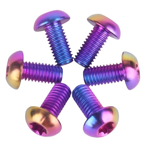 Image of 6PCS Titanium Bike Screw M5x10mm Bicycle Disc Brakes Rotor Bolts Torx T25 Head (Candy Colors)