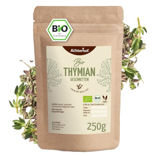 Thymian geschnitten Bio 250g | fein geschnittener Thymian in Bio-Qualität | für die mediterrane Küche | kräftig herzhaftes, feines Aroma | Achterhof
