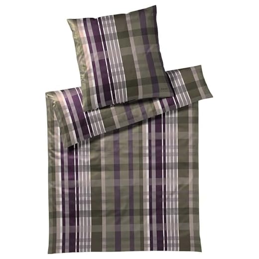 Joop! Mako-satin sängkläder uppsättning checkar färg murgröna storlek 155 x 220 80 x 80 cm rutig