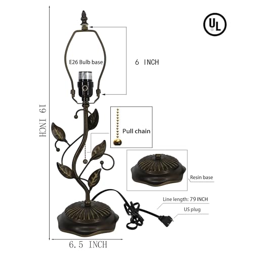 LXHCYOU Table Lamp Base Replacement, Dark Bronze Finish, Resin Metal leaf, 6x19 Inch, Fit for 8, 10, 12 Inch Tiffany Style Stained Glass Lampshade (W6X19 inch) by LXHCYOU - Used condition - Image 2