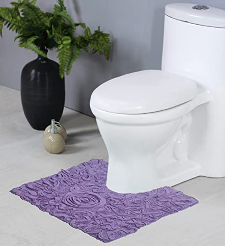 Home Weavers Bell Flower Collection 100% Cotton Tufted Bath Rugs, Extra Soft and Absorbent Bath Rugs, Non-Slip Bath Mats, Machine Washable, Bath Mats for Bathroom Floor, 20"x20" Contour, Purple