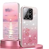 BORYA Silicone Cover per Xiaomi 15T Pro, Ultra Sottile Antiurto Morbida TPU Custodia, Placcatura Elegante Brillante Diamante Fiori Caso con Gradiente Carta, Rosa