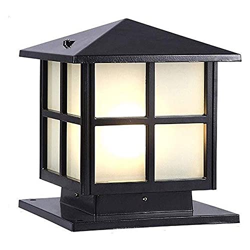 Pilier carré extérieur MOCHAMIK étanche IP54, lampadaire de paysage noir et lanterne de jardin