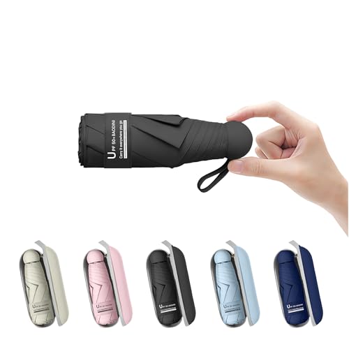 BAODINI Reise-Mini-Regenschirm für Geldbörse mit Etui – kleiner kompakter UV-Regenschirm, Sonnenschutz, leicht, kleiner Taschenschirm mit Etui für Damen und Mädchen BAODINI Reise-Mini-Regenschirm für Geldbörse mit Etui – kleiner kompakter UV-Regenschirm, Sonnenschutz, leicht, kleiner Taschenschirm mit Etui für Damen und Mädchen