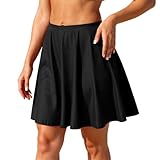 Hilor Women's High Waisted Swim Bottom Athletic Swimsuits Tankini Skirt with Panty