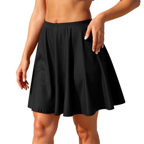 Hilor Women's Ruffled Swim Skirt Tummy Control Skirted Tankini Bottoms High Waisted Swim Bottom with Panty
